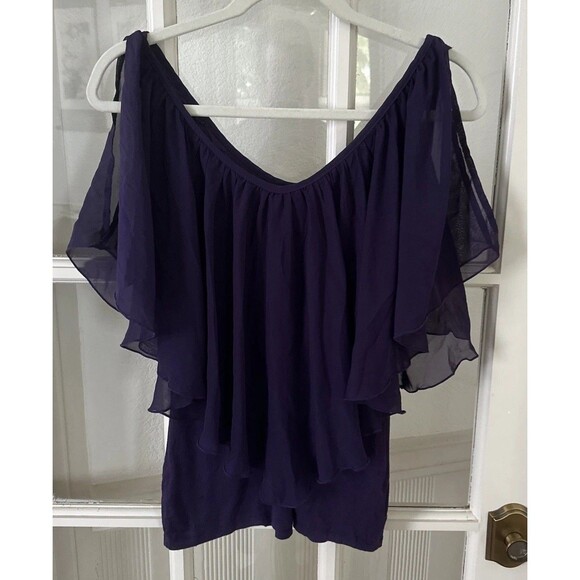 Venus Purple Cold Shoulder Blouse Womens Medium - Picture 1 of 9